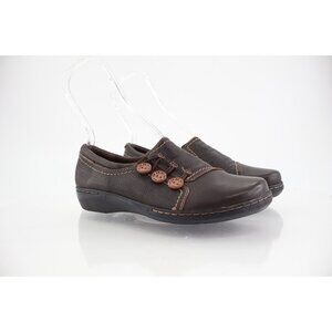 Clarks Women Ashland Effie Loafer Size 7.5 Wide Leather Shootie Comfy Work Shoe